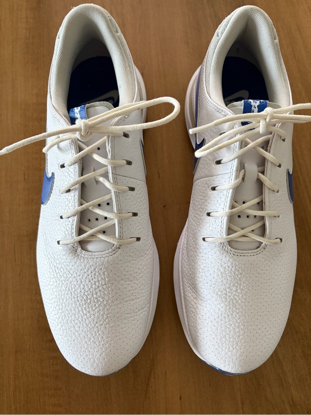 Nike White Athletic Sneakers with Blue Swoosh